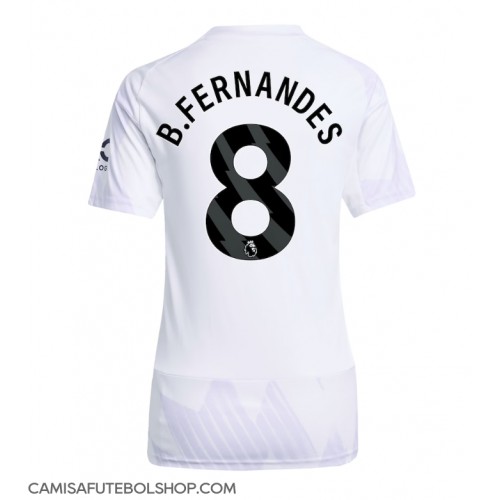 Camisa de time de futebol Manchester United Bruno Fernandes #8 Replicas 2º Equipamento Feminina 2025-26 Manga Curta